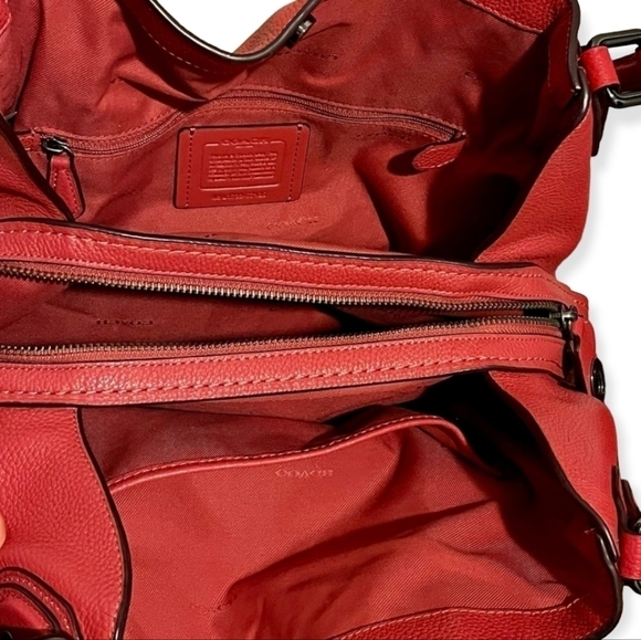 Coach Edie 31 Shoulder Bag Washed Red Leather Edie Turnlock Purse - Picture 7 of 12